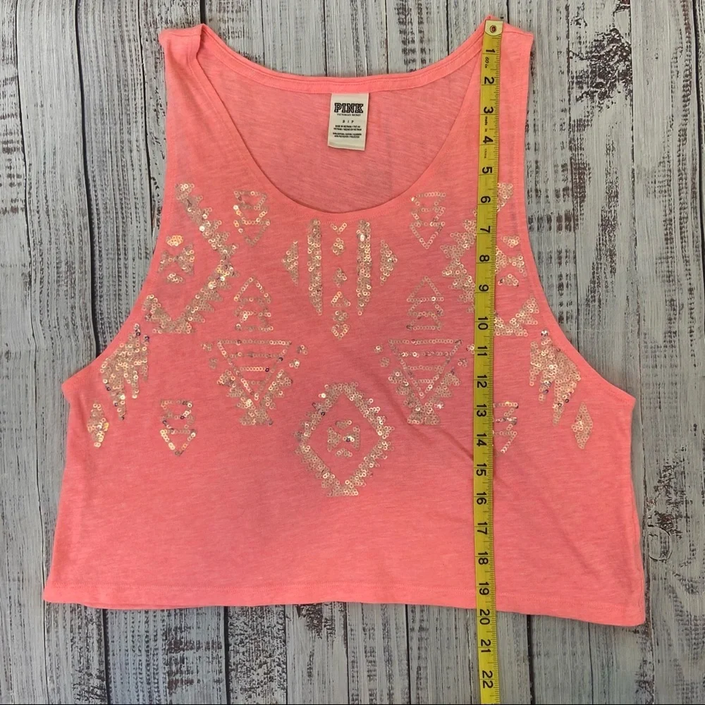 Pink Victoria’s Secret Sequined Crop Tank Top. Size Small - Picture 8 of 8